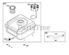 Briggs & Stratton 12V332-0125-F1 - Briggs & Stratton Horizontal Engine Fuel Supply Group