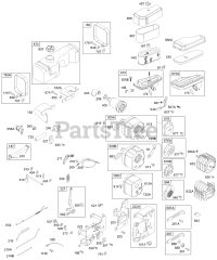 Briggs & Stratton 195702-4516-E1 - Briggs & Stratton Vertical Engine Fuel, Control Bracket, Muffler, Air Cleaner