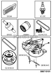 Husqvarna TC 238 (960510159-00) - Husqvarna 38" Garden Tractor (2016-08) FREQUENTLY USED PARTS