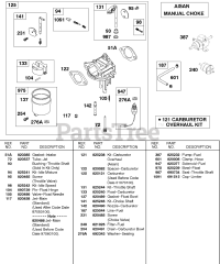 Briggs & Stratton 430447-0205-E2 - Briggs & Stratton Horizontal Engine Carburetor, AISAN Manual Choke