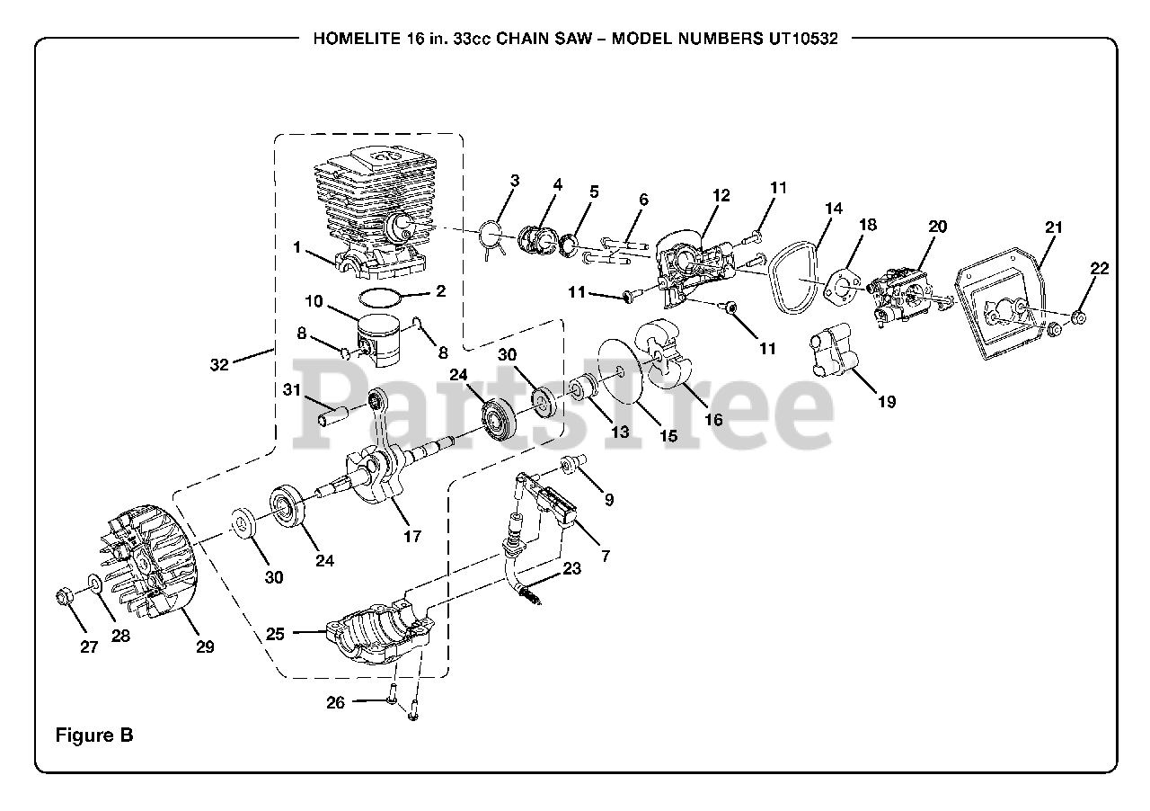 Homelite Chainsaw Parts UT10518 Diagram