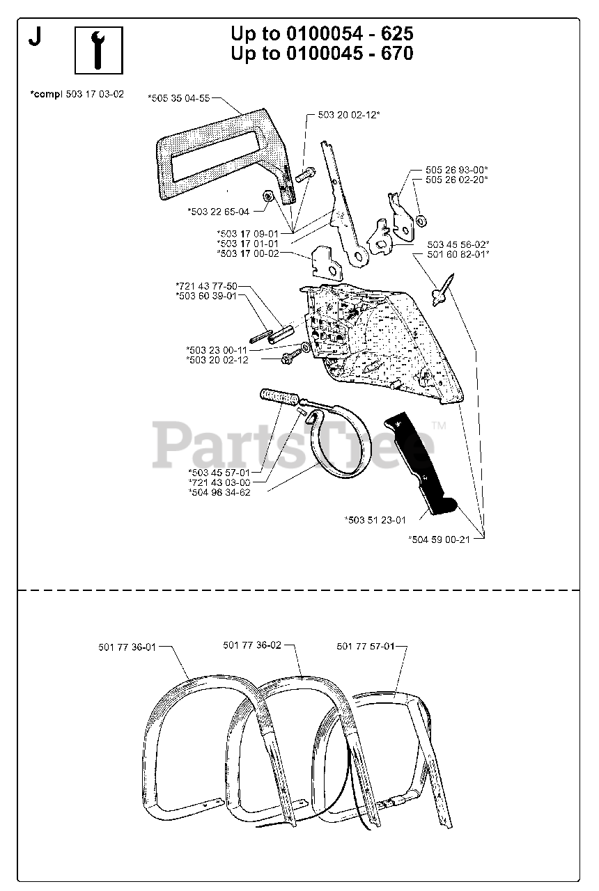 Jonsered 670 CHAMP Jonsered Chainsaw (199902) SERVICE UPDATES Parts