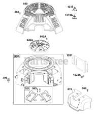 Briggs & Stratton 49E877-0010-G1 - Briggs & Stratton Vertical Engine Blower Housing Group