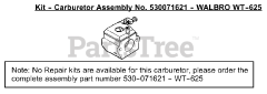 Poulan Pro PP 221 - Poulan Pro Chainsaw, Type 2 Carburetor Assembly (Walbro WT625) 530071621