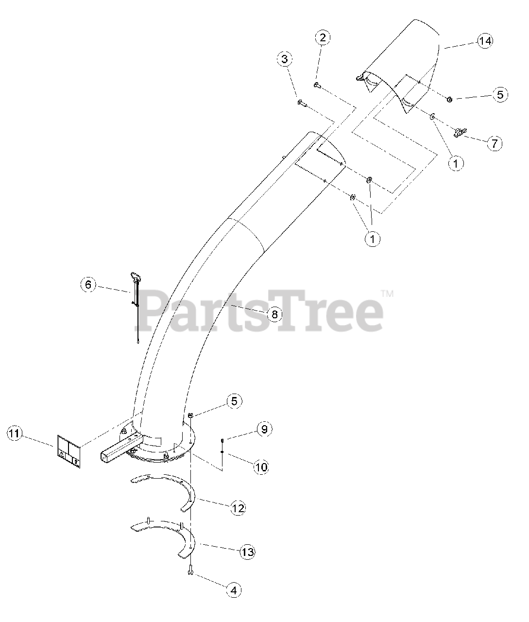 Bear Cat CH 911 DH - Bear Cat 9" Chipper, 1.1 L Diesel Kubota (SN: 5VJAA0018FW004664 - 5VJAA0414GW005189) Discharge Tube