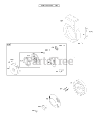 Briggs & Stratton 91412-0130-E1 - Briggs & Stratton Horizontal Engine Blower Housing/Shrouds, Flywheel, Rewind Starter