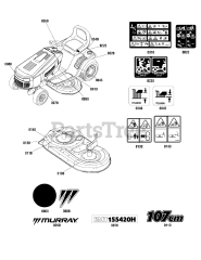 Murray EMT 155420 H (2691080) - Murray 42" Side-Discharge Lawn Tractor, 15.5hp (2012)