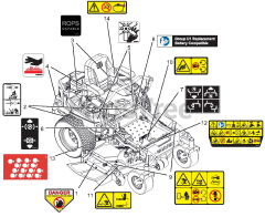 Gravely 991160 (ZT HD 44) - Gravely 44" Zero-Turn Mower, Kawasaki FR (SN: 025000 - 034999) Decals - Safety