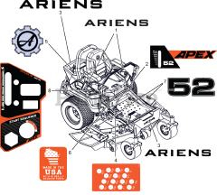 Ariens 991327 - Ariens Apex 52" Zero-Turn Mower, 23hp Kawasaki FR, Rear-Discharge (SN: 000101 - 119999) Decals - Style 52"