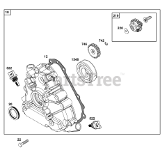 Briggs & Stratton 19L237-0004-H5 - Briggs & Stratton Horizontal Engine Crankcase Cover/Sump Group