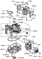 Toro 30694 - Toro 36" Walk-Behind Mower, Fixed Deck, T-Bar, Gear Drive (SN: 260000001 - 260999999) (2006) Cylinder and Crankcase Assembly Kawasaki FH430V-AS25