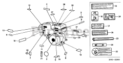Honda GX390 K1 QDW9 (GCAA) - Honda Engine, Made in Japan (SN: GCAA-2000001 - GCAA-3399999) LABEL (1)