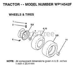 Winston Pro WP 14542 F - Winston Pro Lawn Tractor (1999) WHEELS/TIRES