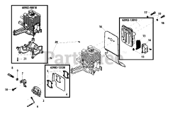 Shindaiwa M 2500 - Shindaiwa Multi-Tool Powerhead Cylinder Block, Muffler, Reed Valve