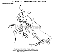 Weed Eater WE R350 A - Weed Eater Tiller HANDLE ASSEMBLY