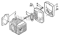 Echo CS-451 VL - Echo Chainsaw Cylinder, Muffler