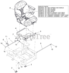 Gravely 991303 (Pro-Turn 148) - Gravely Pro-Turn 48" Zero-Turn Mower, Side Discharge (SN: 030000 & Above) Seat Assembly 48"