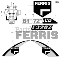 Ferris F 320Z (5901524) - Ferris F320Z Series 61" Zero-Turn Mower, 35hp Kawasaki