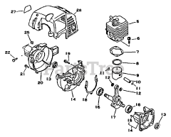Echo GT-2101 - Echo String Trimmer Engine, Crankcase, Fan Housing, Cover