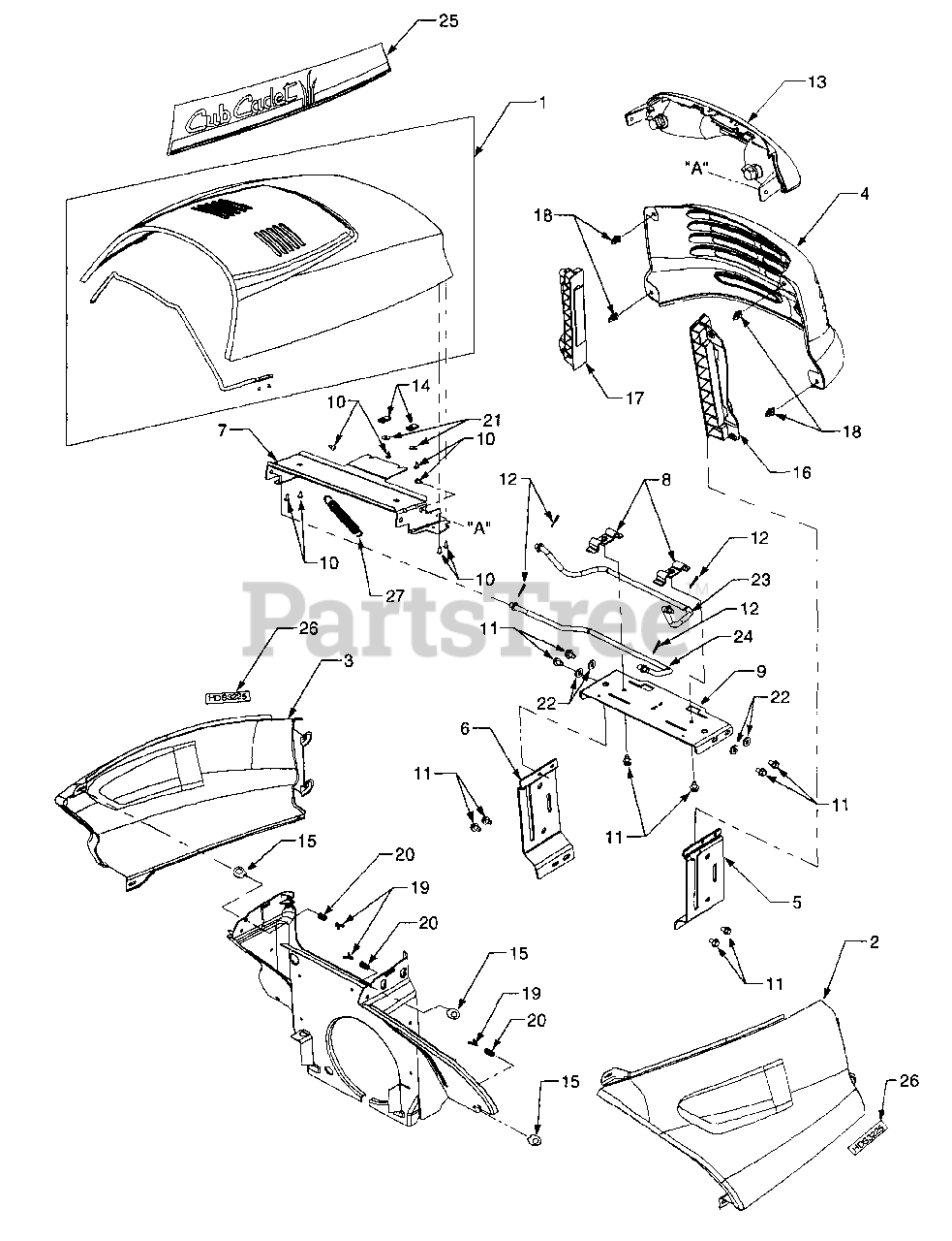 Cub Cadet 3225 (14A688100) Cub Cadet Garden Tractor Hood, Grille