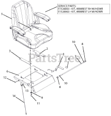Gravely 915174 (ZTX 52) - Gravely 52" Zero-Turn Mower, 25hp Kohler Twin Pro (SN: 000101 - 015999) Seat