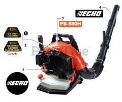 Echo PB-580 H - Echo Backpack Blower (SN: P64312001001 - P64312999999)