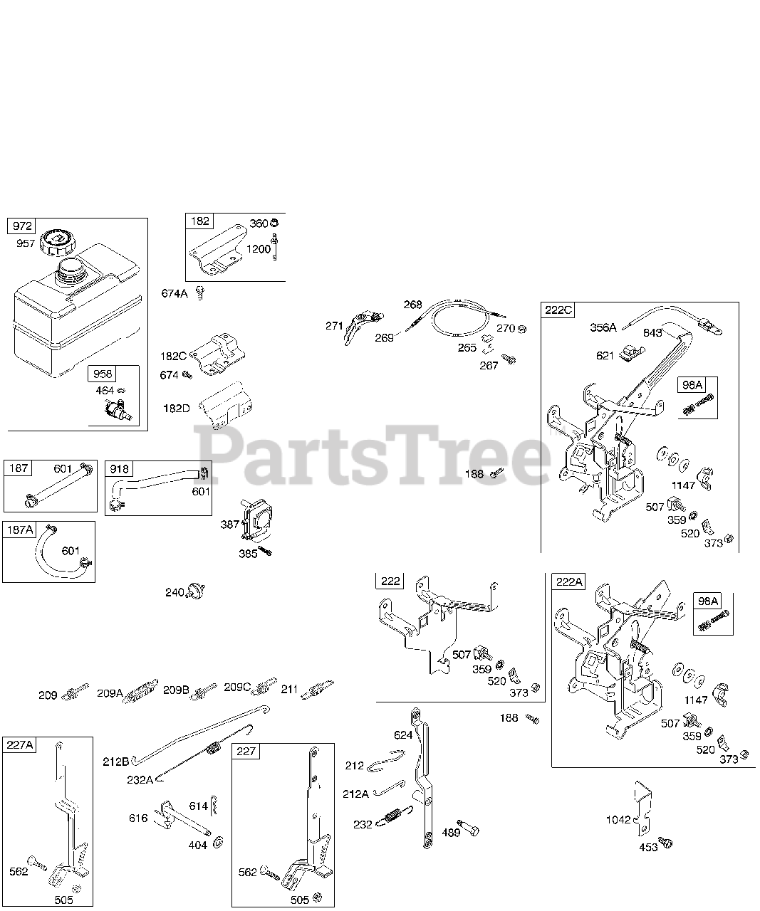 Briggs Stratton 19g412 1189 E1 Briggs Stratton Horizontal Engine Controls Governor Springs Fuel Tank Parts Lookup With Diagrams Partstree