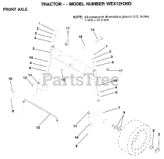 Weed Eater WEX 12H36 D - Weed Eater Lawn Tractor FRONT AXLE