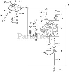 Kohler CH15-44518 - Kohler Command PRO Single Engine, Basic Version, 15hp, 11.2kW Head/Valve/Breather 4-27-28