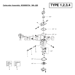 Weed Eater SST 25 HO - Weed Eater Featherlite String Trimmer, Type 1 Carburetor Assembly (WA226) P/N 530069754