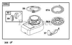 Briggs & Stratton 10C902-2002-E1 - Briggs & Stratton Vertical Engine Blower Housing &amp; Rewind Group