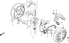 Honda EM2200 A (GE200) - Honda Generator, Made in Japan (SN: GE200-1000001 - GE200-9999999) REAR HOUSING + D.C. DIODE