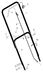 Murray 20101B - Murray 20" Walk-Behind Mower (1999) Handle Assembly