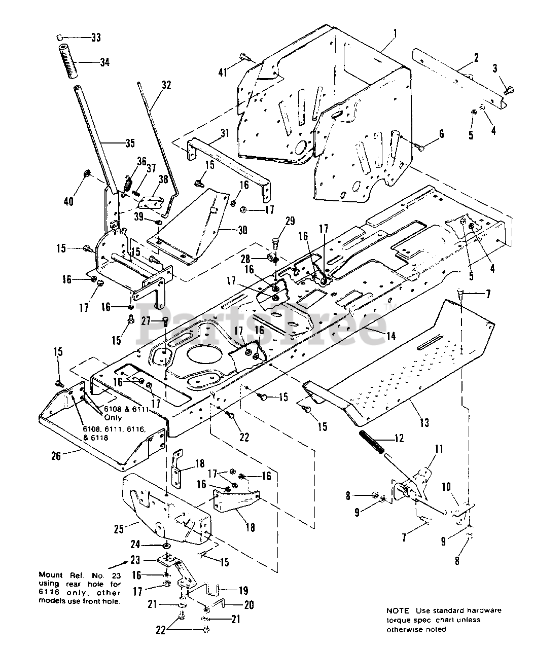 AllisChalmers 811 GT II (1690452) AllisChalmers Garden Tractor, 11hp Frame Group Parts