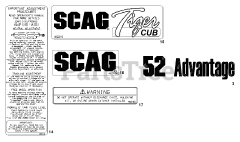 Scag SMTC-40 - Scag Tiger Cub 40" Mower Deck (SN: 6640000 - 6649999) Replacement Decals And Information Plates (Part 2)