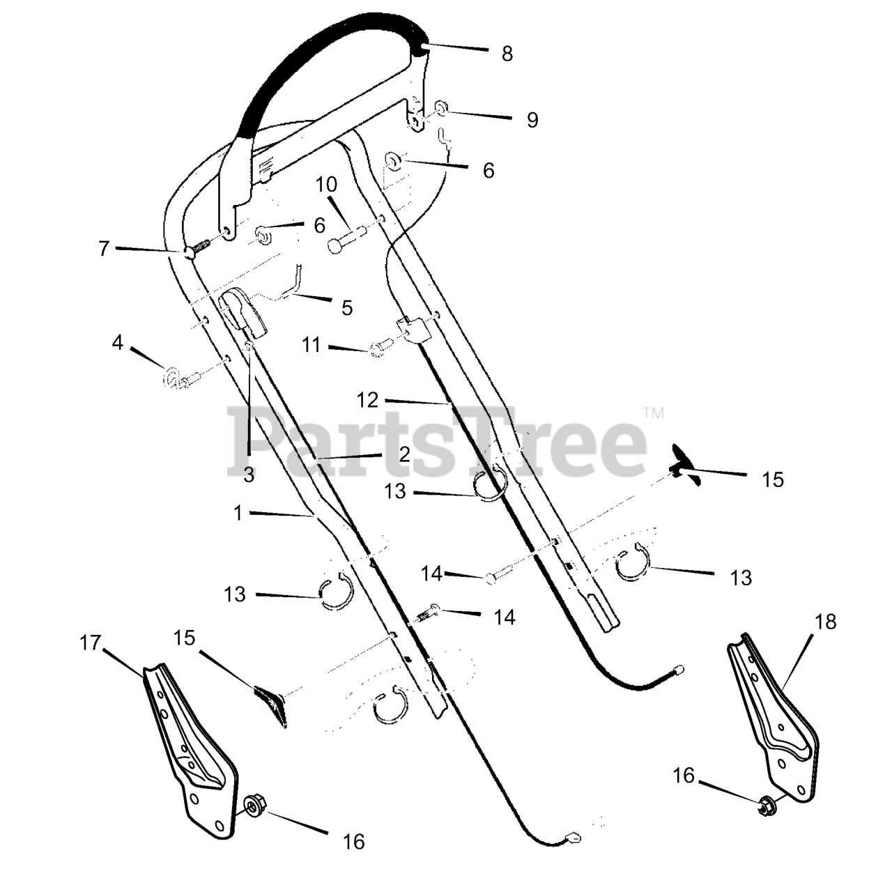 Scotts 22646x8B - Scotts 22" Walk-Behind Mower (1999) Handle Assembly