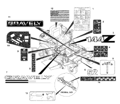 Gravely 992077 (PM 144Z) - Gravely Pro-Master 44" Zero-Turn Mower, 19hp Kawasaki (SN: 000500 - 003999) Decals (Part 2)