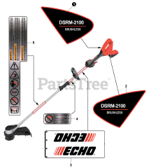Echo DSRM-2100 - Echo Battery Electric String Trimmer (SN: 400SRM000001 - 400SRM999999)