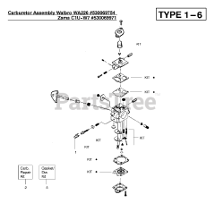 Weed Eater XT 600 - Weed Eater String Trimmer, Type 3 Carburetor Assembly (WT226) 530069754, (Zama C1U-W7) 530069971