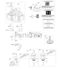 Briggs & Stratton 44R577-0002-H1 - Briggs & Stratton Vertical Engine Cylinder, Crankshaft, Camshaft, Air Guides