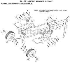 Weed Eater WE F350 C - Weed Eater Tiller (1997) WHEEL AND DEPTH STAKE ASSEMBLY