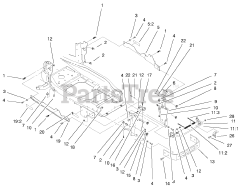 Toro 73471 (518 xi) - Toro Garden Tractor (SN: 000000001 - 000999999) (2000) Bumper Hood Support Assembly