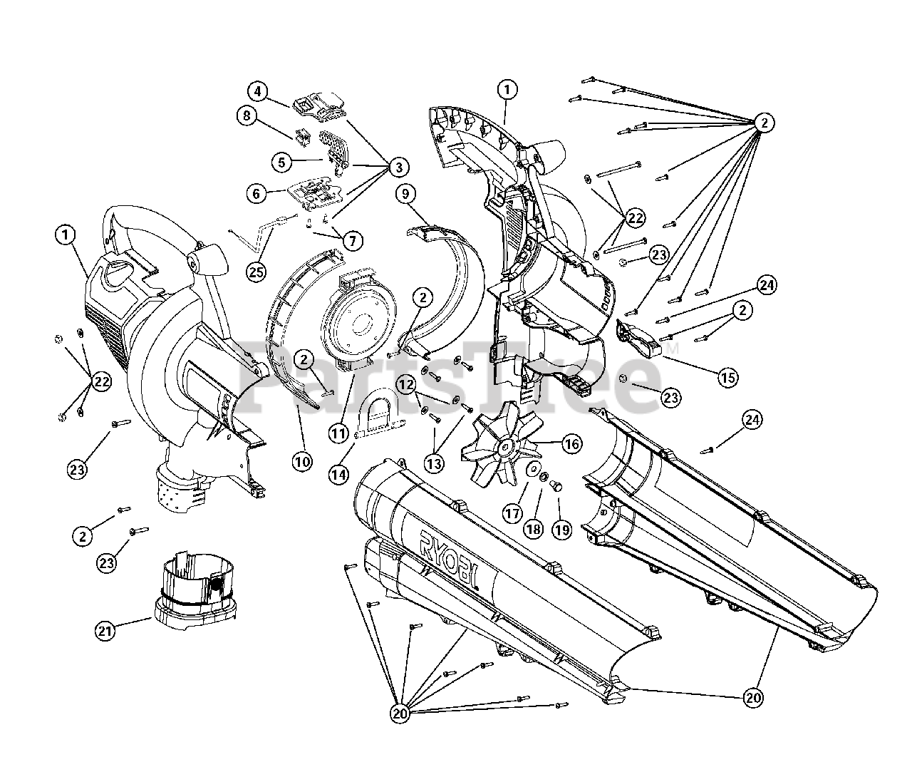 Ryobi RGBV 3100 (41ASGBPG734) Ryobi Blower Housing Parts Parts Lookup