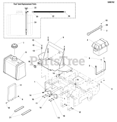 Ferris Comfort Control DD (5900689) - Ferris Comfort Control DD 52" Walk-Behind Mower, 25hp Kawasaki Fuel Tank &amp; Mount Group