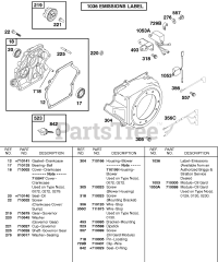 Briggs & Stratton 85462-0272-E2 - Briggs & Stratton Horizontal Engine Blower Housing, Crankcase Cover/Sump