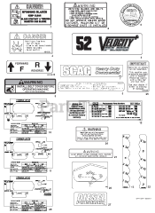 Scag STTII-61V-37BV-EFI - Scag Turf Tiger II 61" Zero-Turn Mower, 37hp Vanguard (SN: N1100001 - N1199999) Replacement Decals And Information Plates
