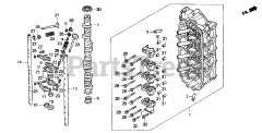 Honda BF130 A2 XA (BZBE) - Honda Marine Engine, Made in Japan (SN: BZBE-1300001 - BZBE-1400000) CYLINDER HEAD + CAMSHAFT