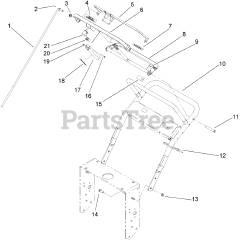 Toro 30094 - Toro 36" Walk-Behind Mower, Floating Deck, T-Bar, Gear Drive (SN: 280000001 - 280999999) (2008) UPPER HANDLE ASSEMBLY