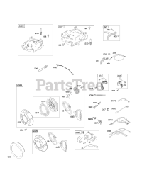 Briggs & Stratton 12E114-0268-E1 - Briggs & Stratton Horizontal Engine Controls, Electric Starter, Governor Spring, Ignition, Rewind Starter
