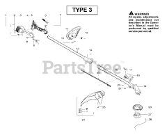 Poulan Pro PPB 250 E - Poulan Pro String Trimmer, Type 3 Handle &amp; Shaft Assembly Type 3